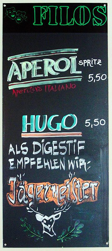 Filos Restaurant Köln - Getränketafel